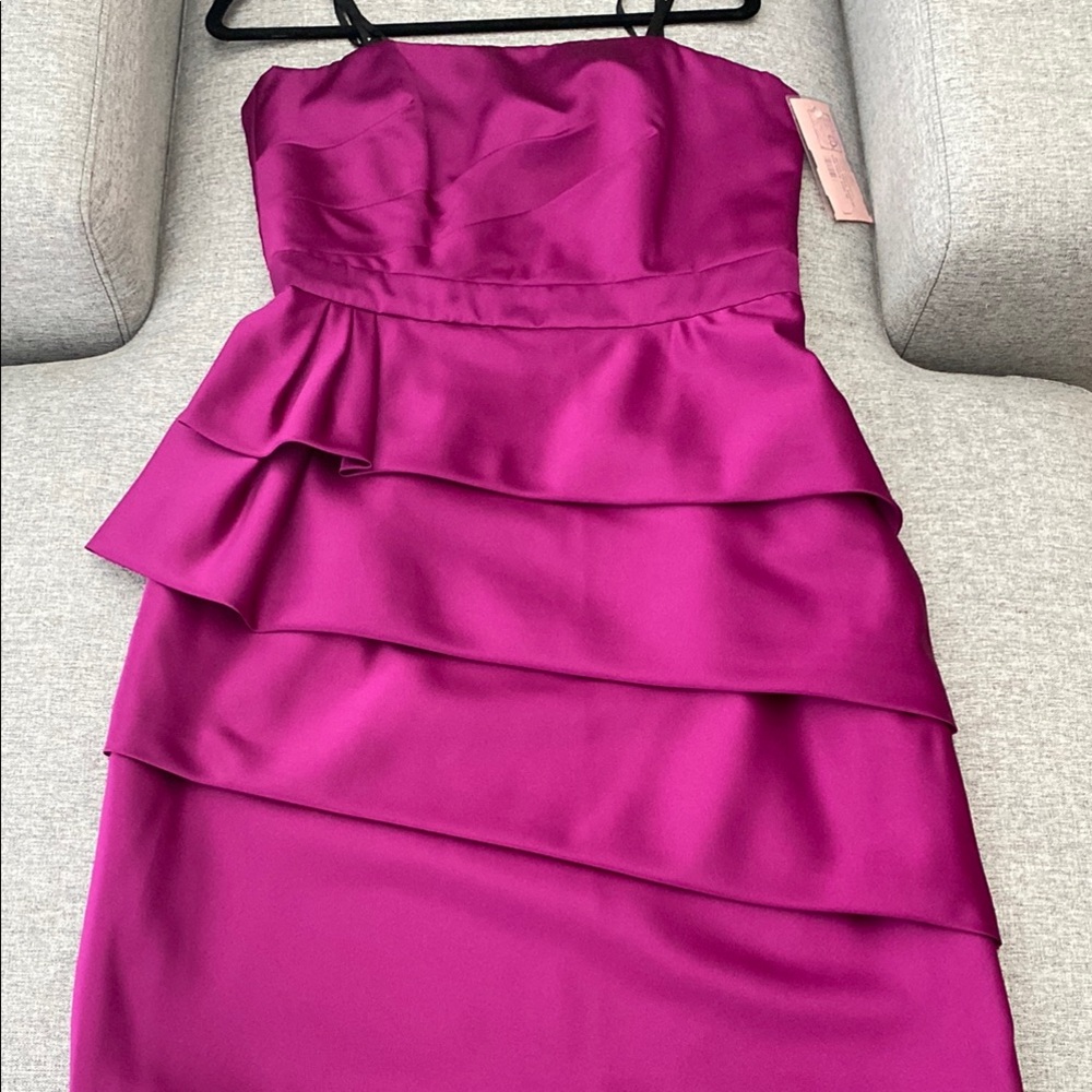 Purple Tiered Pleated Cocktail Dress
